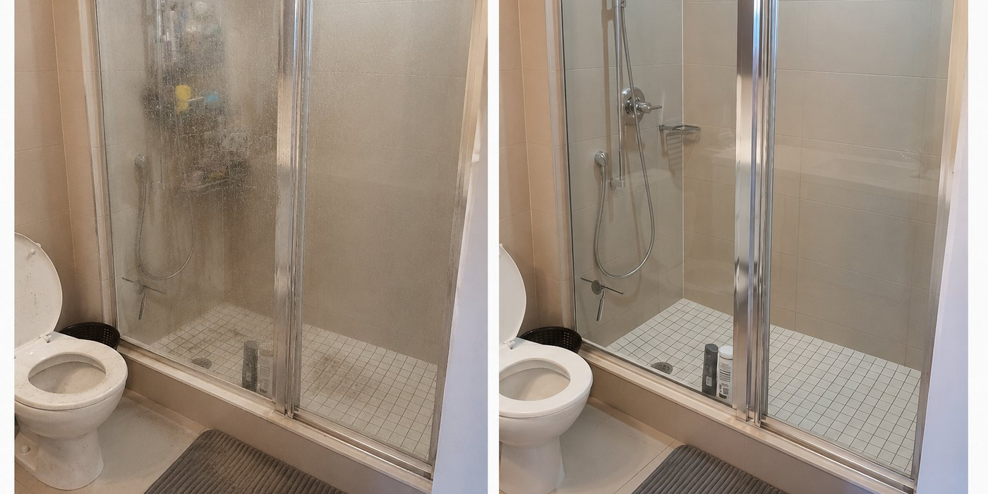 Shower & Bathroom before and after cleaning